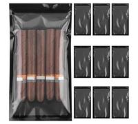 Linkidea 10 Pcs Ziplock Cigar Humidor Bag, 9.4"x 5.1" Portable Humidor Bags for Cigars, Reusable Travel Cigar Storage Accessories (Black)