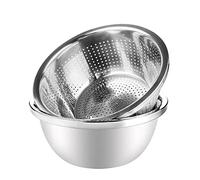 Linkidea 11" 304 Stainless Steel Colander with Bowl Set of 2, Kitchen Strainer, Washer, Drainer Basket with Basin for Vegetable, Fruits, Pasta, Salad Mixing, Food Prep, Dishwasher Safe