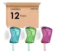 Linkidea 12 Pcs Travel Toothbrush Head Covers with Suction Cup, Compatible with Oral-B and Manual Toothbrushes, Portable Wall Mount Cap Holder for Outdoor