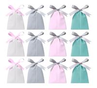 Linkidea 12 Pcs Velvet Drawstring Bags, Burgundy Small Gift Pouches for Jewelry, Candy, Wedding, Luxury Mini Gift Tote for Favors, Party, Christmas Packaging (Multi)