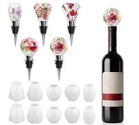Linkidea 15 Pcs Wine Bottle Stopper Kit, 10 DIY Resin Molds & 5 Stainless Steel Reusable Stoppers, Geometric Bottle Caps for Crafts, Gifts & Home Bar Accessories