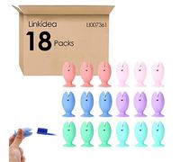 Linkidea 18 Pack Cute Mini Fish Standing Tooth Brush Cover Cap Bulk Pack, Wholesale Multi-Pack Cute Standing Toothbrush Stand, Portable Travel Toothbrush Head Cover Protector
