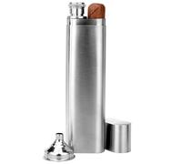 Linkidea 2 Oz Hip Flask Cigar Holder with Funnel, Single Tube Stainless Steel Cigar Tube, Alcohol Container Carrying Storage Case for Travel (Silver)