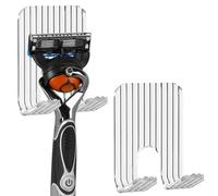 Linkidea 2 Pack Acrylic Razor Holder for Shower, Razor Stand Compatible with Gillette Sensor 3, Mach 3, Vikings Blade the Chieftain, Bathroom Organizer Hook for Razor, Towel, Loofah