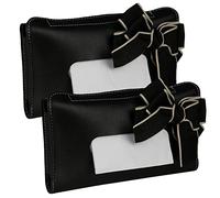 Linkidea 2 Pack Cute Bow Sun Visor Napkin Holder For Women, Tissue Box Holder for Car Visor, PU Leather Facial Tissue Case Mask Holder with Adjustable Elastic Strap for Cars (Black)