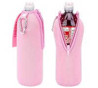 Linkidea 2 Pack Disposable Water Bottle Sleeve Compatible with Arrowhead 23.7 Fl Oz, Sport Cap Bottled Water Cover with Lockable Zipper, Pink