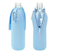 Linkidea 2 Pack Disposable Water Bottle Sleeve Compatible with Smartwater 16.9/20 Fl Oz, Evian 16.9 Fl Oz, Insulated Neoprene Bottled Water Cover Holder with Lockable Zipper, Light Blue