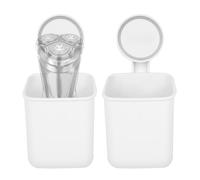 Linkidea 2 Pack Electric Shaver Holder with Drain Hole, Self-Adhesive Wall Mount Storage Razor Stand, Compatible with Philips Norelco Shaver 2400 / 3600, Series 7, 9 (White)