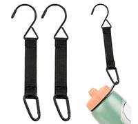 Linkidea 2 Pack Fence Hooks for Squeeze Sport Water Bottle, Compatible with Gatorade Plastic Squeeze 30oz/32oz, S Shaped Hook Hanger with Waterbottle Ring for Outdoor Sports Camping (Black)
