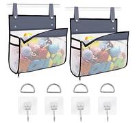 Linkidea 2 Pack Hanging Mesh Bathroom Storage Organizer, Large Capacity Bathtub Basket with Adhesive Hooks, Wall Hanging Caddy for Kids Bath Accessories