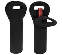 Linkidea 2 Pack Insulated Single Bottle Tote Bag for Travel, Portable Neoprene Wine Carrier, Picnic Drink Holder with Secure Grip, Ideal for Outdoor Events (Black)