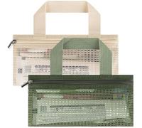 Linkidea 2 Pack Manual Toothbrush Travel Pouch, Portable Mesh Carrying Bags with Zipper for Toothpaste, Compatible with Colgate Extra Clean, Oral-B CrossAction (Light Colors)