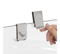 Linkidea 2 Pack Over Shower Door Towel Hook, Double Side Bathroom Towel Hooks with Non-Slip Sponge Pad, Shower Hook for Frameless Glass Doors, Silver