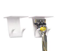 Linkidea 2 Pack Plastic Razor Holder Stand, Universal Compatible with Gillette Fusion 5 ProGlide, SkinGuard, Venus, Harry's Dorco, Bathroom Razor Hook Organizer (White)