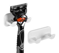 Linkidea 2 Pack Razor Holder with Self-Adhesive, Shower Hook for Razor, Bathroom Organizer for Shaver, Robe, Towel, Loofah, Compatible with Gillette Fusion 5 Power, Sensor 3(White)