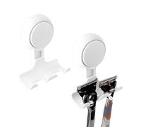 Linkidea 2 Pack Reusable Shower Razor Holder, Suction Cup Hooks for Bathroom, Compatible with Gillette Fusion 5, Dorco Pace 6 Pro, Harry's 5 Blade (White)