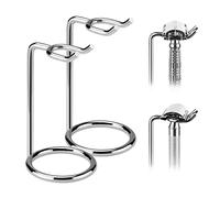 Linkidea 2 Pack Safety Razor Stand for Short Handle Double Edge Razors, Stainless Steel Razor Holder, Space-Saving & Stable Design, Fits Razors Under 3.5 Inch (Silver)