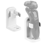 Linkidea 2 Pack Self-Adhesive Wall Shaver Holder, Bathroom Electric Shaver Storage Organizer Compatible with Philips Norelco 2400, 7000, 3600 Series, Braun Series 3, 5, 7 (White)