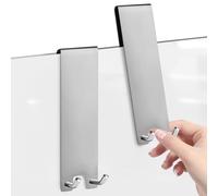 Linkidea 2 Pack Shower Over Door Hook, 7" Stainless Steel Extend Hook for Shower, Bathroom Hanger with Non-Slip Sponge Pad for Frameless Glass Doors (Silver)