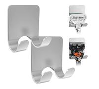 Linkidea 2 Pack Shower Razor Holder, Self Adhesive Waterproof Stainless Steel Razor Hook, No Drilling, Strong Hold, Compatible with Gillette Venus & Fusion5 Handles (Silver)