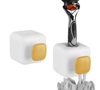 Linkidea 2 Pack Shower Wall Mount Razor Holder, Self-Adhesive Drain Storage, Shaver Organizer for Loofah, Compatible with Gillette Fusion 5 Power, Dorco Pace 6 Pro(White)