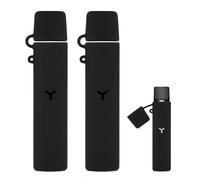 Linkidea 2 Pack Silicone E-Cigarette Protective Case with Cover, Compatible with YO-OZ II Sized, Portable E-Cigarette Strap Accessories (Black)