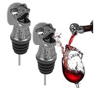 Linkidea 2 Pack Skull Aerator Pourer, Decanter Spout for Wine, Whiskey, Gothic Skull Bar Gadget for Smooth Pouring, Party & Home Bar Accessory, Halloween Christmas New Year Gift