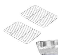 Linkidea 2 Pack Stainless Steel Grilling Rack, 9.6" x 7" Oven Safe Grid Wired Rack for Baking, BBQ Accessories Compatible with Stock Your Home, Stack Man, Eco-Foil,