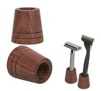 Linkidea 2 Pack Toothbrush & Razor Stand, Shaving Holder for Bathroom Counter, Compatible with Gillette Vector 3, Harry's 5 Blade (Brown)