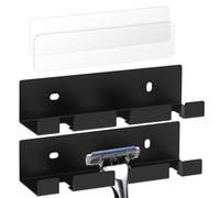 Linkidea 2 Pack Wall Mount Shower Razor Holder, Self Adhesive Stainless Steel Shaver Holder, Shaving Stand for Bathroom, Compatible with Gillette Sensor 3, Dorco Pace 6 Pro (Black)