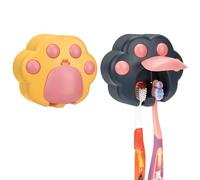 Linkidea 2 Pack Wall Mount Toothbrush Holder with Cover for Bathroom, Shower, Plastic Self Adhesive Brush Rack Compatible with Colgate, GUM, Brush Buddies Kids Toothbrush (Multi)