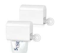 Linkidea 2 Pack Wall Mounted Manual Toothpaste Tube Squeezers, Rotatable Squeeze Toothpaste Dispenser, Punch Free Toothpaste Tube Seat Holder (White)