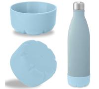 Linkidea 2 Pack Water Bottle Boot Compatible with 17oz ORIGINAL, BJPKPK, MIRA Cascade Cola Shaped Bottles, Silicone Bottle Bottom Sleeve Bumper Protector (Light Blue)