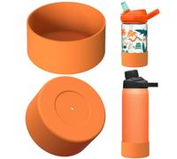 Linkidea 2 Pack Water Bottle Boot Compatible with CamelBak Eddy+20oz/25oz, Chute Mag 20oz/25oz, Carry Cap, Silicone Anti-Slip Bottle Bottom Bumper Protector (Orange)