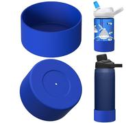 Linkidea 2 Pack Water Bottle Boot Compatible with CamelBak Eddy+20oz/25oz, Chute Mag 20oz/25oz, Carry Cap, Silicone Anti-Slip Bottle Bottom Bumper Protector (Navy Blue)