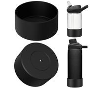 Linkidea 2 Pack Water Bottle Boot Compatible with CamelBak Eddy+20oz/25oz, Chute Mag 20oz/25oz, Carry Cap, Silicone Anti-Slip Bottle Bottom Bumper Protector (Black)