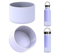 Linkidea 2 Pack Water Bottle Boot Compatible with Hydro Flask Wide Mouth 12oz/14oz/16oz/18oz/20oz, Silicone Bottle Bottom Sleeve Bumper Protector (Fog)