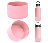 Linkidea 2 Pack Water Bottle Boot Compatible with Hydro Flask Wide Mouth 12oz/14oz/16oz/18oz/20oz, Silicone Bottle Bottom Sleeve Bumper Protector (Light Pink)