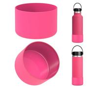 Linkidea 2 Pack Water Bottle Boot Compatible with Hydro Flask Wide Mouth 12oz/14oz/16oz/18oz/20oz, Silicone Bottle Bottom Sleeve Bumper Protector (Pink)