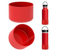 Linkidea 2 Pack Water Bottle Boot Compatible with Hydro Flask Wide Mouth Bottle 12oz/14oz/16oz/18oz/20oz, Silicone Bottle Bottom Sleeve Bumper Protector (Red)