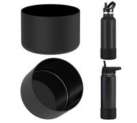 Linkidea 2 Pack Water Bottle Boot Compatible with IRON °FLASK Wide/Narrow Mouth 12oz/14oz/16oz/18oz/20oz/22oz/24oz, Silicone Bottle Bottom Sleeve Cover Bumper Protector (Black)