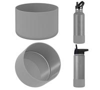 Linkidea 2 Pack Water Bottle Boot Compatible with IRON °FLASK Wide/Narrow Mouth 12oz/14oz/16oz/18oz/20oz/22oz/24oz, Silicone Bottle Bottom Sleeve Cover Bumper Protector (Gray)