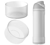 Linkidea 2 Pack Water Bottle Boot Compatible with Owala FreeSip Bottle 24oz, Silicone Anti-Slip Bottle Bottom Bumper Protector (Clear White)