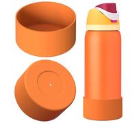 Linkidea 2 Pack Water Bottle Boot Compatible with Owala FreeSip Sports Bottle 32oz, Silicone Anti-Slip Bottle Bottom Bumper Protector (Orange)