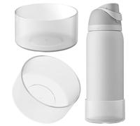 Linkidea 2 Pack Water Bottle Boot Compatible with Owala FreeSip Sports Bottle 32oz, Silicone Anti-Slip Bottle Bottom Bumper Protector (Clear White)