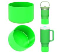 Linkidea 2 Pack Water Bottle Boot Compatible with Stanley Quencher H2.0 20oz/30oz/40oz, IceFlow Flip 20oz/30oz Tumbler, Silicone Bottle Bottom Sleeve Cover Bumper Protector (Neon Green)