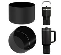 Linkidea 2 Pack Water Bottle Boot Compatible with Stanley Quencher H2.0 20oz/30oz/40oz, IceFlow Flip 20oz/30oz Tumbler, Silicone Bottle Bottom Sleeve Cover Bumper Protector (Black)