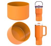 Linkidea 2 Pack Water Bottle Boot Compatible with Stanley Quencher H2.0 20oz/30oz/40oz, IceFlow Flip 20oz/30oz Tumbler, Silicone Bottle Bottom Sleeve Cover Bumper Protector (Orange)