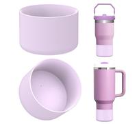 Linkidea 2 Pack Water Bottle Boot Compatible with Stanley Quencher H2.0 20oz/30oz/40oz, IceFlow Flip 20oz/30oz Tumbler, Silicone Bottle Bottom Sleeve Cover Bumper Protector (Orchid)