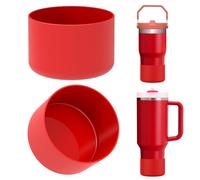 Linkidea 2 Pack Water Bottle Boot Compatible with Stanley Quencher H2.0 20oz/30oz/40oz, IceFlow Flip 20oz/30oz Tumbler, Silicone Bottle Bottom Sleeve Cover Bumper Protector (Red)